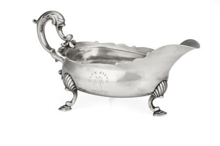 Appraisal: A George II Scottish silver sauce boat W S Edinburgh