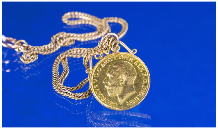 Appraisal: George V Sovereign Soldered Mount Together With A ct Gold