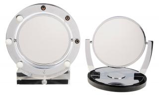 Appraisal: Two Modern Chrome Magnifying Mirrors American th century one chrome