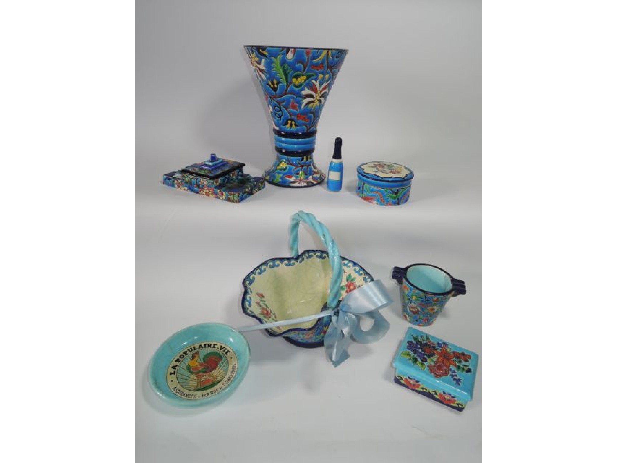 Appraisal: A collection of Longwy French pottery wares with brightly coloured