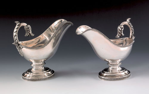 Appraisal: Pair of Philadelphia silver sauce boats ca bearing the touch