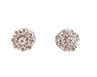 Appraisal: Ladies k WG Diamond Flower Cluster Earrings Pair of ladies