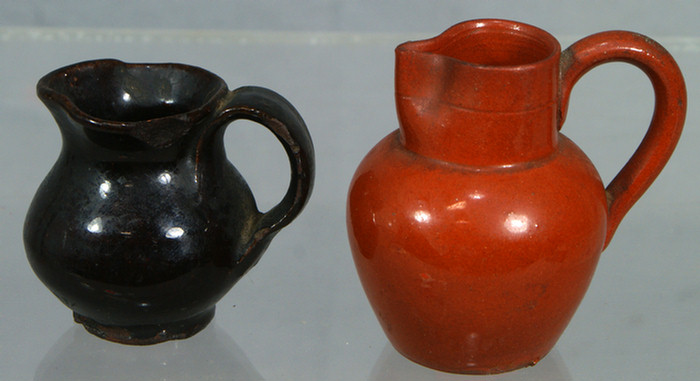 Appraisal: miniature glazed redware pitchers tallest Estimate -