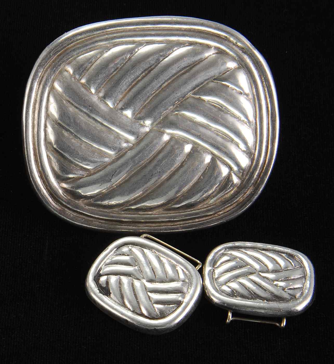 Appraisal: WILLIAM SPRATLING STERLING SILVER BROOCH AND BELT CLASPIn a rectangular