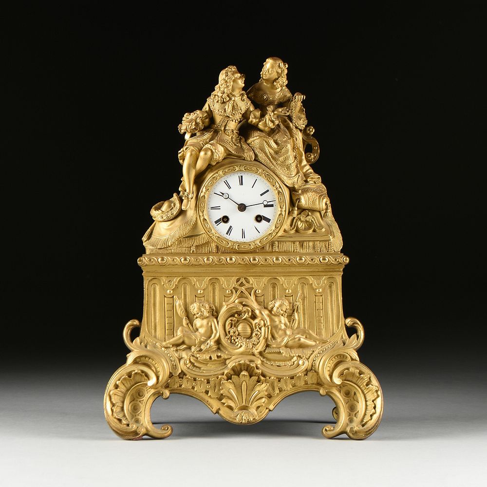 Appraisal: A LOUIS PHILIPPE GILT BRONZE FIGURAL MANTLE CLOCK s A