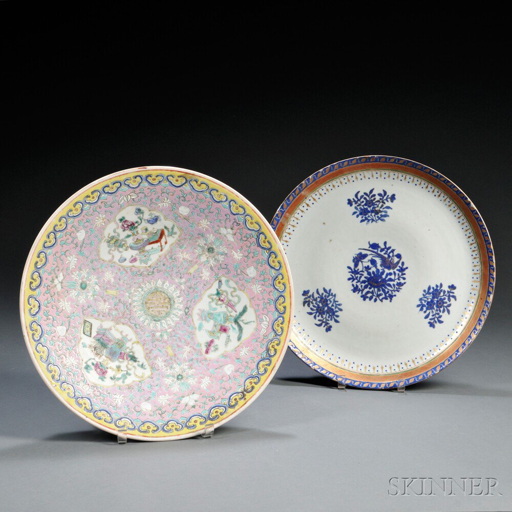 Appraisal: Two Export Chargers China a th century Imari charger with