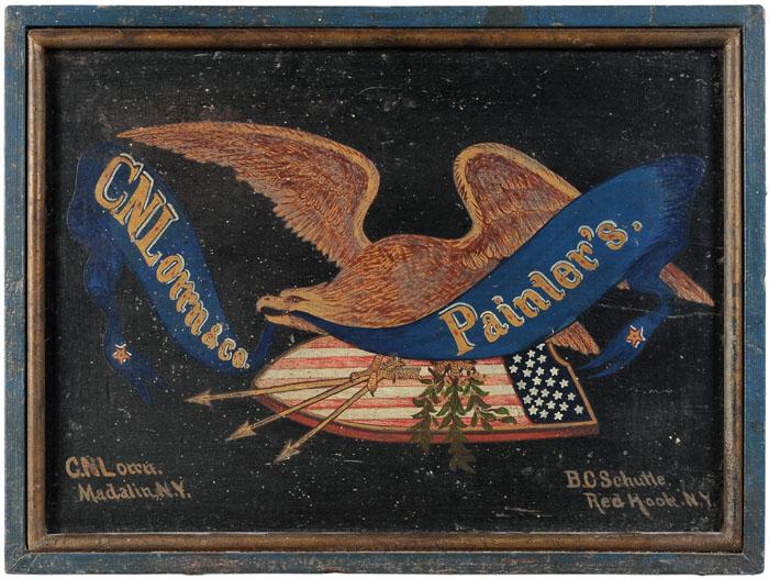 Appraisal: New York Trade Sign - painted wood panel eagle against