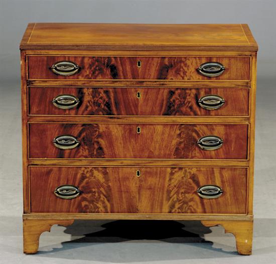 Appraisal: Diminutive inlaid mahogany chest of drawers early th centuryrectangular top