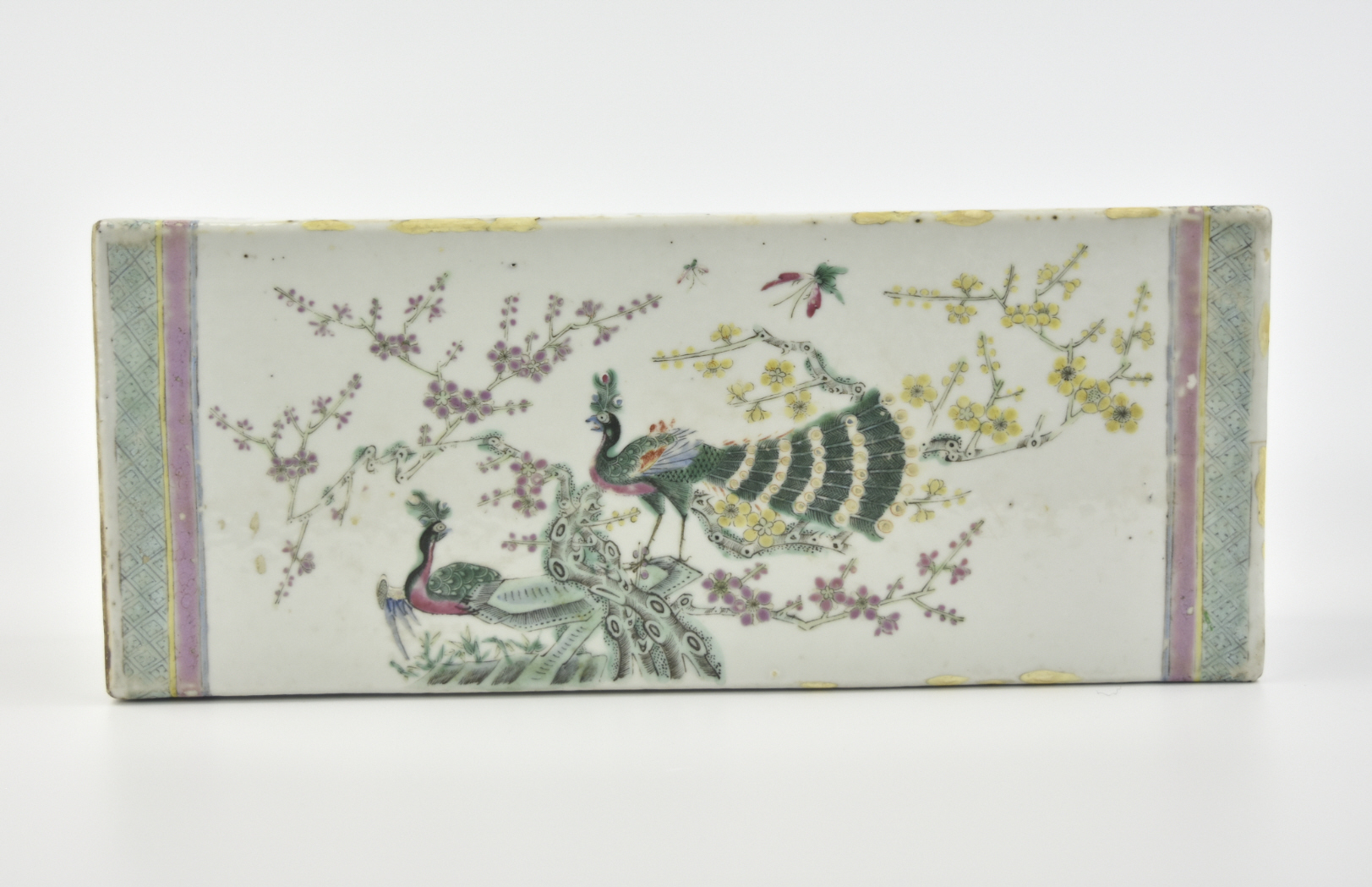 Appraisal: Chinese th C famille rose pillow rectangular form enameled on