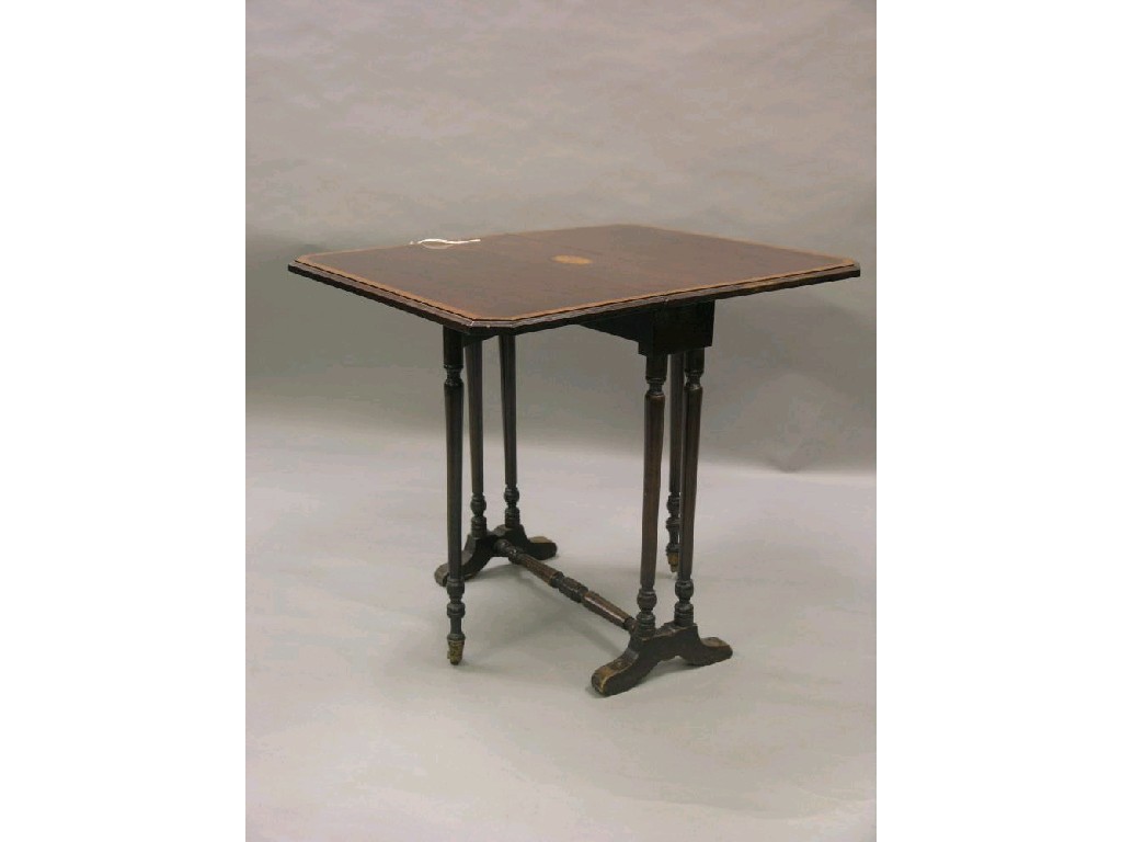 Appraisal: A small Edwardian mahogany Sutherland table cross-banded in satinwood the