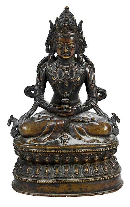 Appraisal: Tibetan Bronze Figure of Amitayus probably th century sitting cross