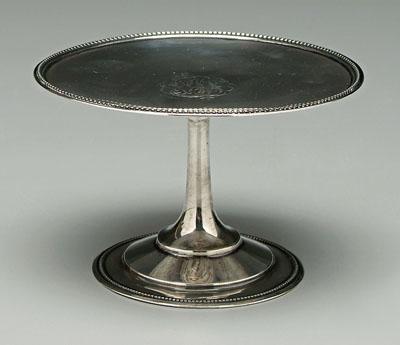 Appraisal: Sterling tazza round with beaded border stepped foot marks for