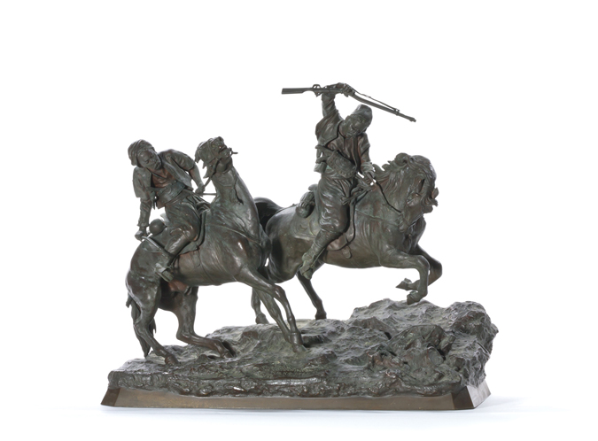 Appraisal: VASSILI YACOVIETCH-GRACHEV Russian - Galloping Cherkessians bronze Woerffel ed signed