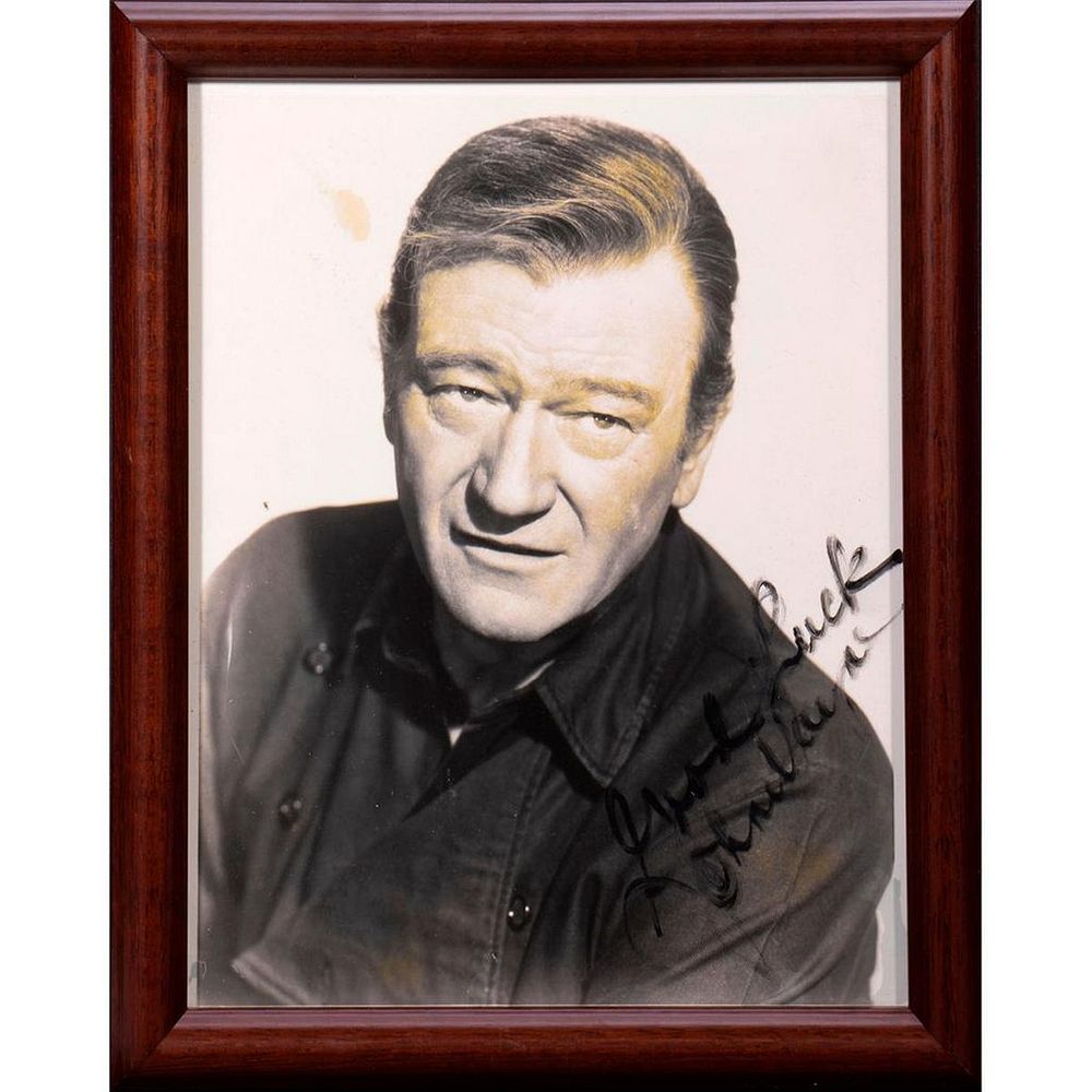 Appraisal: John Wayne Original autographed inscribed photograph Size x Condition Showing