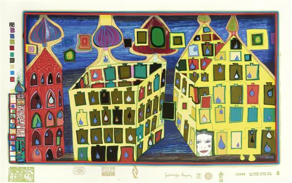 Appraisal: HUNDERTWASSER FRIEDENSREICH Vienna - Cruise liner Queen Elizabeth II Mit