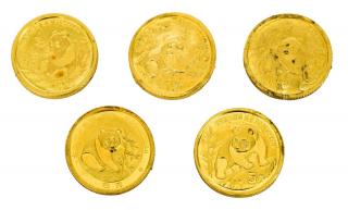 Appraisal: CHINESE PANDA GOLD GRAM COINS lot of Chinese gold panda