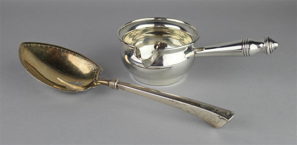 Appraisal: GORHAM 'ANGELO' PATTERN PUDDING SPOON with gilt bowl length in