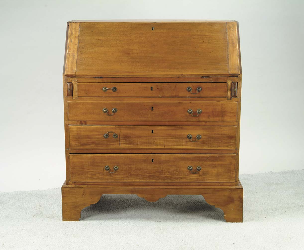 Appraisal: CHIPPENDALE SLANT LID FOUR DRAWER BIRCH DESK Four graduated drawers