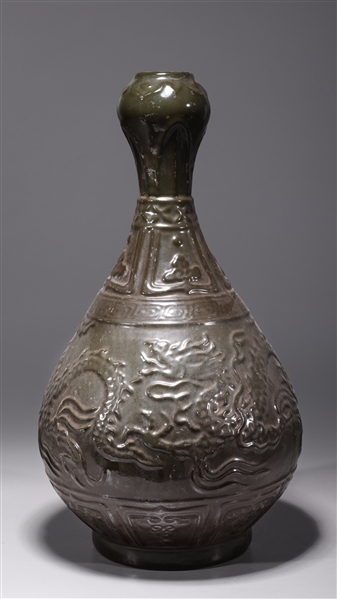 Appraisal: Chinese porcelain garlic mouth vase with dragon designs minor glaze