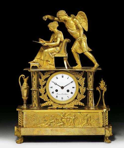 Appraisal: MANTEL CLOCK L'INSPIRATION Empire the dial signed BOUVET A LONS