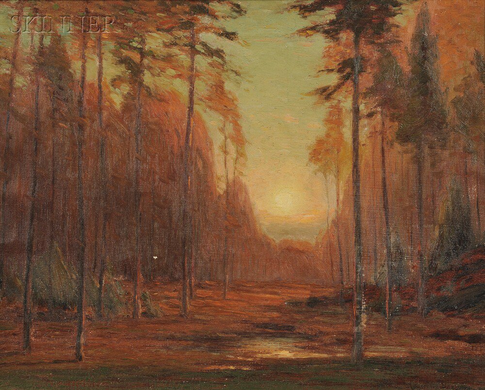 Appraisal: Gustave Adolph Wiegand American - Autumn Sunset Signed Gustave Wiegand