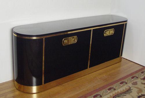 Appraisal: MASTERCRAFT BLACK LACQUER CREDENZA doors open to single shelf other