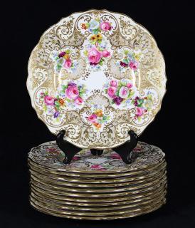 Appraisal: lot of English porcelain plates polychrome handpainted floral and gilt