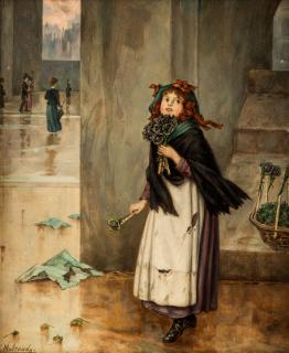 Appraisal: AUGUSTUS EDWIN MULREADY BRITISH - A London Street Flower Seller