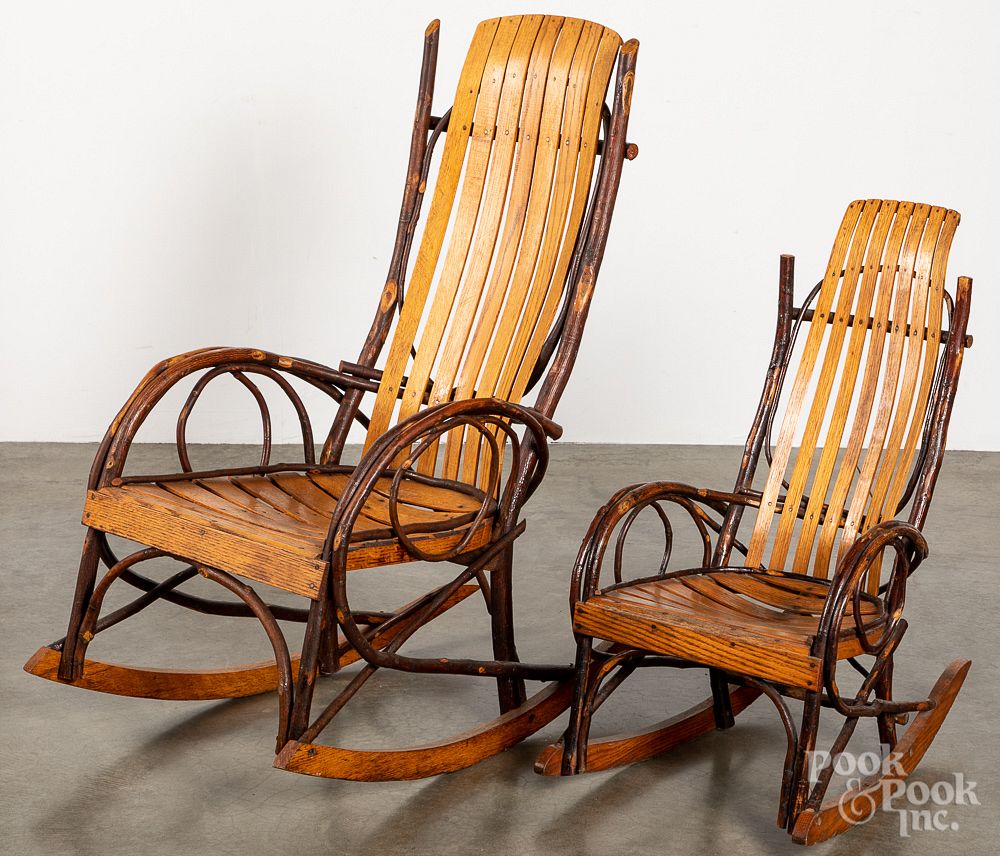 Appraisal: Two Adirondack rocking chairs Two Adirondack rocking chairs to include