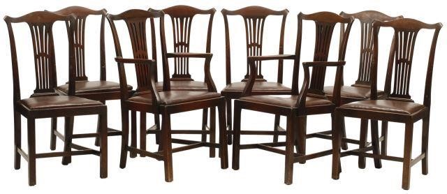 Appraisal: lot of English Georgian mahogany dining chairs with leather seats