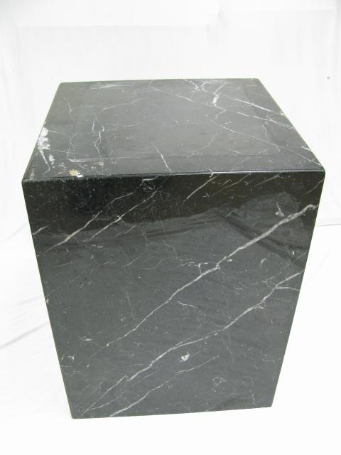 Appraisal: Square black polished marble pedestal high by wide Needs to