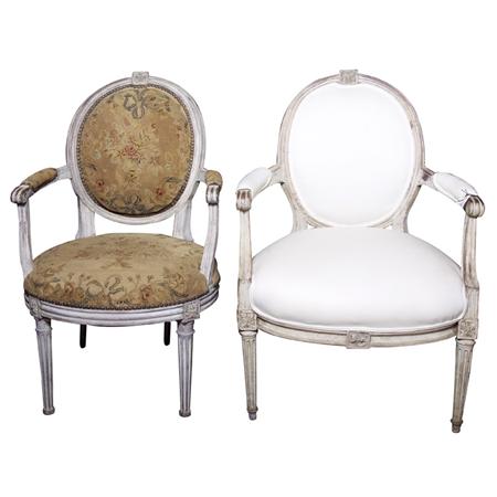 Appraisal: Two Similar Louis XVI Painted Fauteuils en Cabriolet Estimate -