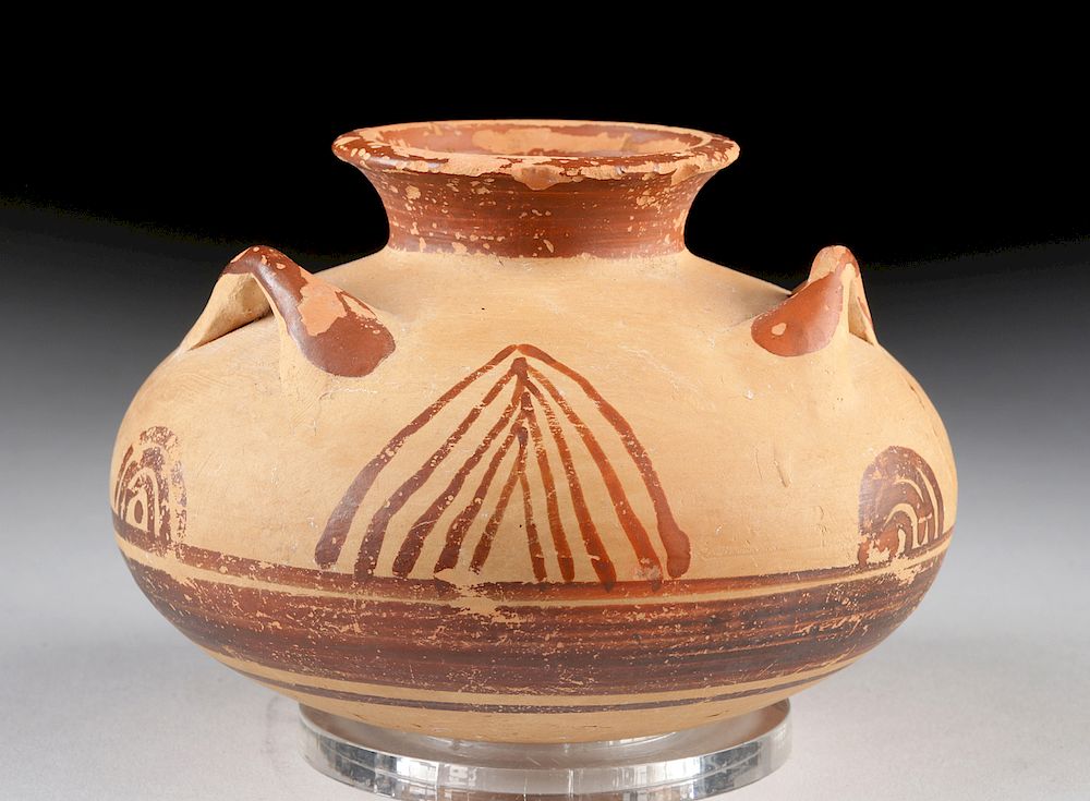 Appraisal: Greek Mycenaean Bi-Chrome Pottery Pyxis Ancient Greece Sub-Mycenaean Period ca