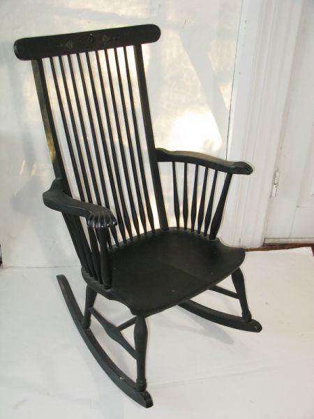 Appraisal: Painted Spindle Back Rocking Arm Chair early th c black