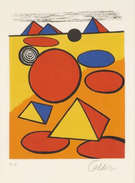 Appraisal: ALEXANDER CALDER American - Composition with Pyramids Circles and Clouds