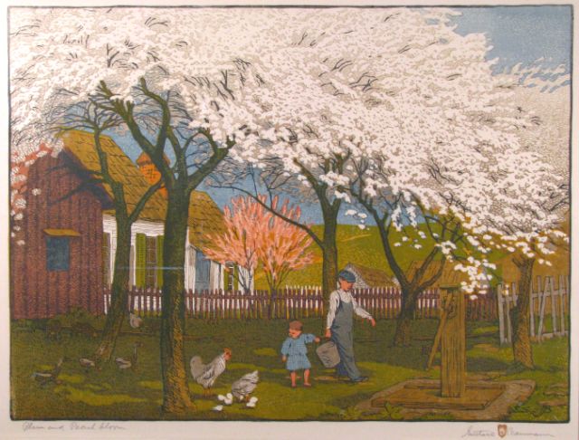 Appraisal: Gustave Baumann IN NM - x color woodcut signed lower