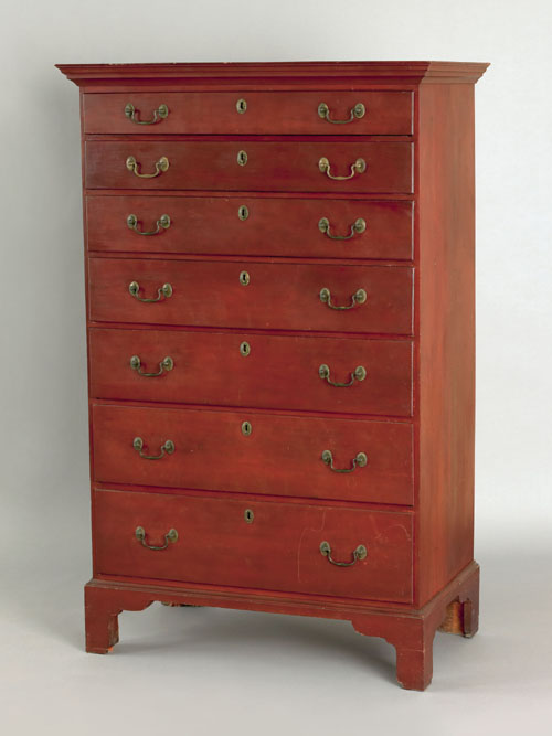 Appraisal: New England cherry tall chest ca possibly Rhode Island with