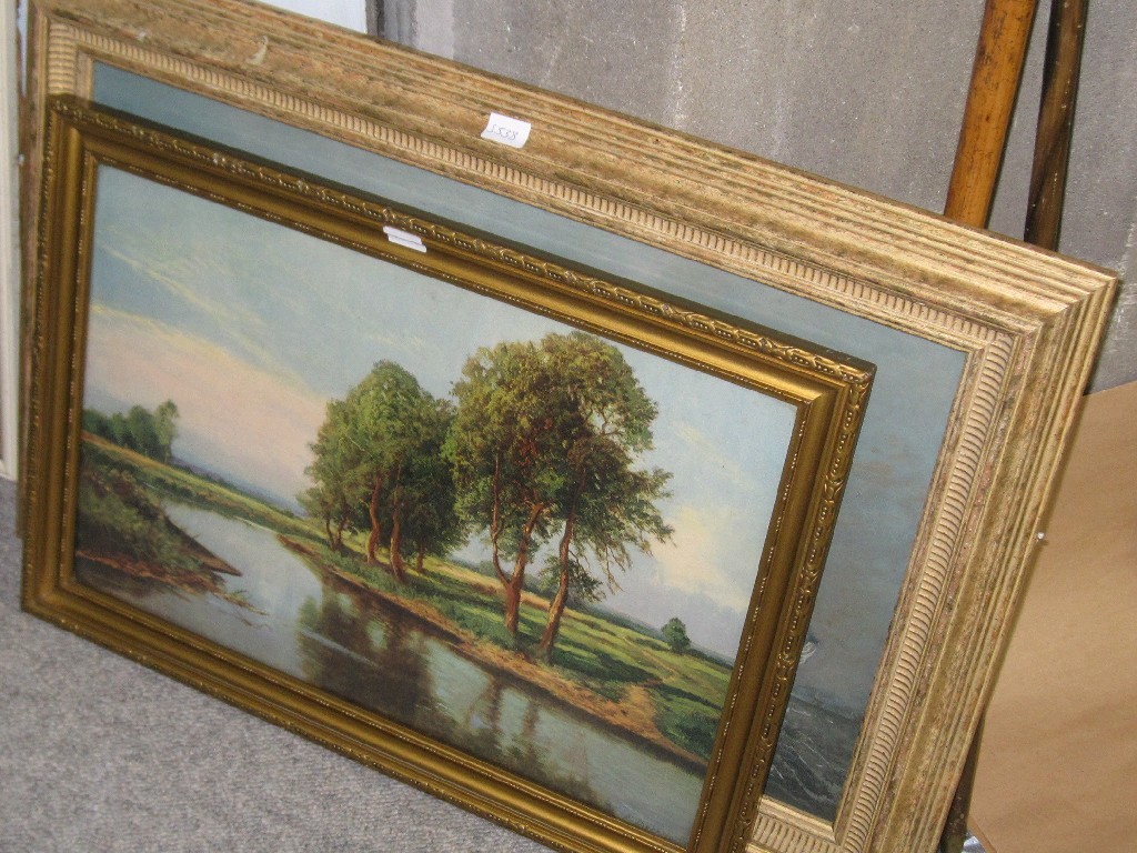 Appraisal: Lot comprising a reproduction maritime scene and a print