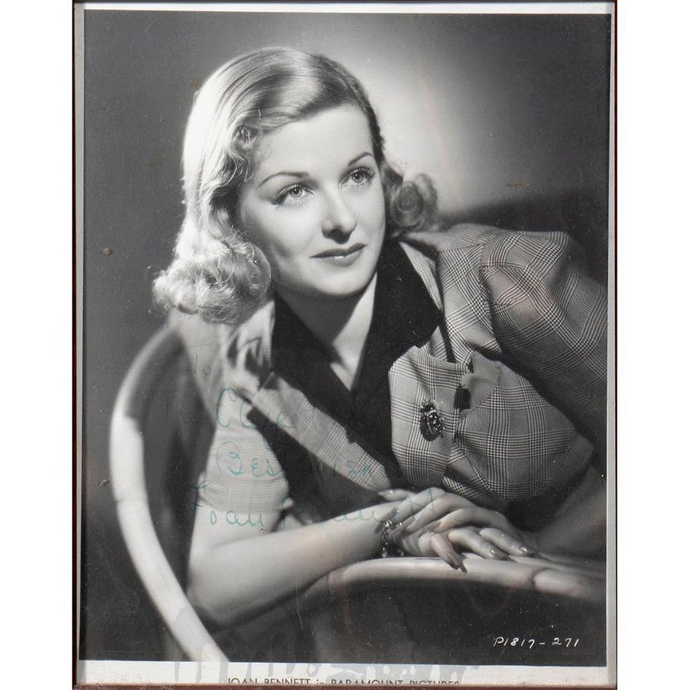 Appraisal: Joan Bennett Original autographed inscribed photograph Size x Condition Showing