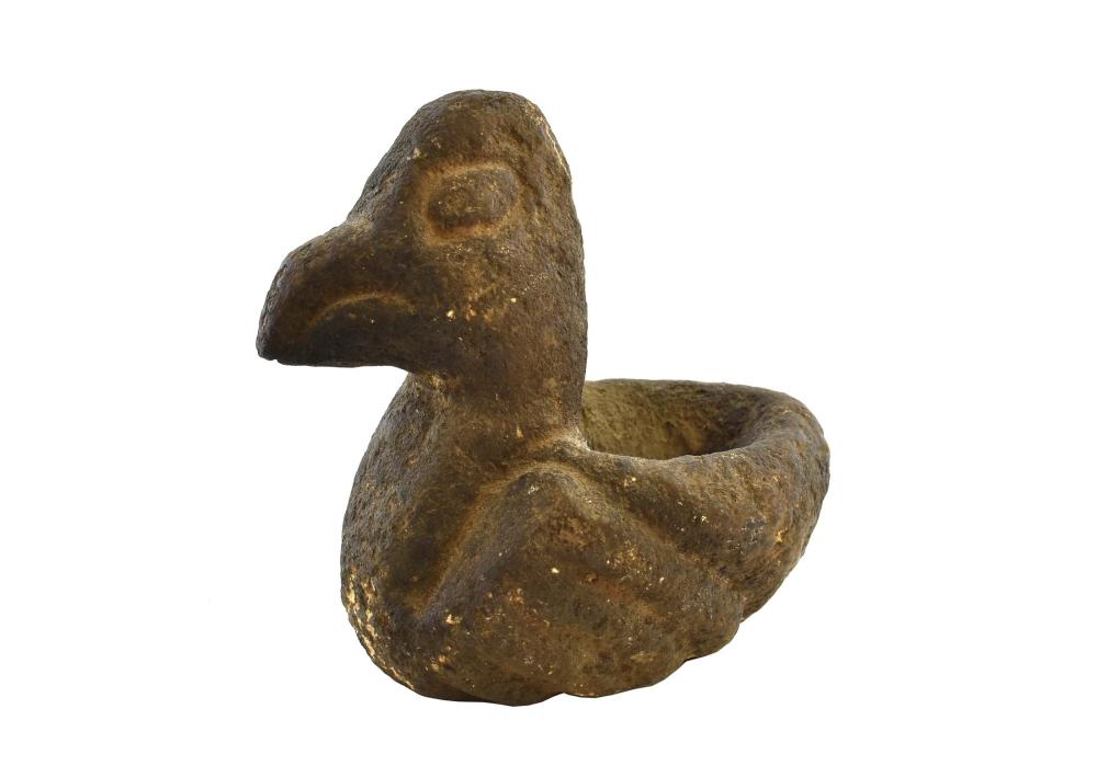 Appraisal: PRE-COLUMBIAN STYLE CARVED ROCK VOLCANIC STONE CARVINGBird Form with concave