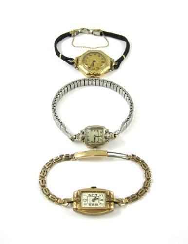 Appraisal: THREE LADY'S VINTAGE WRIST WATCHES Swiss Etna Watch Co octagonal