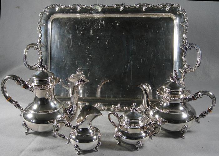 Appraisal: Alt-Heidelberg sterling silver teaset marked Alt-Heidelberg on a rectangular silverplate