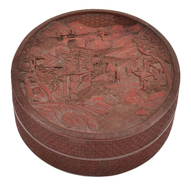 Appraisal: A CHINESE CINNABAR LACQUERED BOX AND COVER TH TH CENTURY