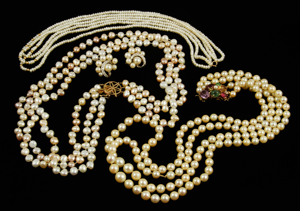 Appraisal: - Pearl and K Gold Jewelry Collection Collection of pearl