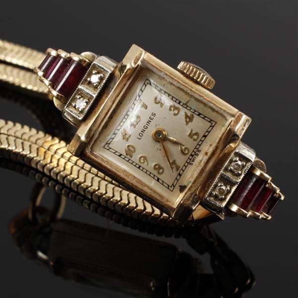 Appraisal: Longines Vintage Art Deco Yellow gold k Ruby and Diamond