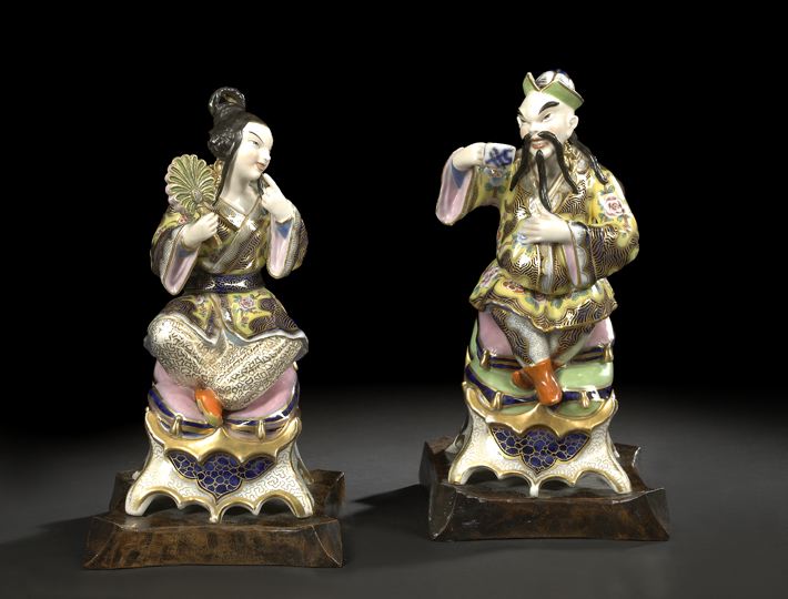 Appraisal: Good Pair of French Richly Gilded and Polychromed Porcelain Figures