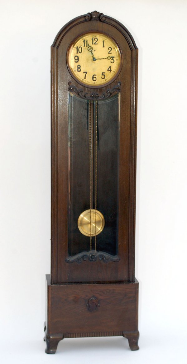 Appraisal: Tall case clock Oak case brass dial signed Wempe two