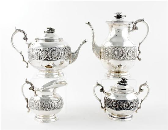 Appraisal: Mexican sterling tea and coffee service Viguera circa ovoid form