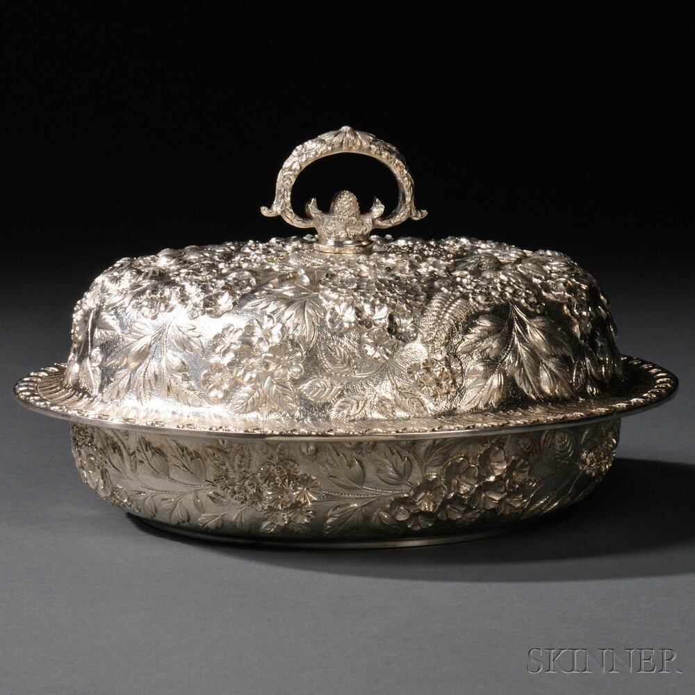 Appraisal: Kirk Son Sterling Silver Repousse-decorated Covered Dish Baltimore Maryland -