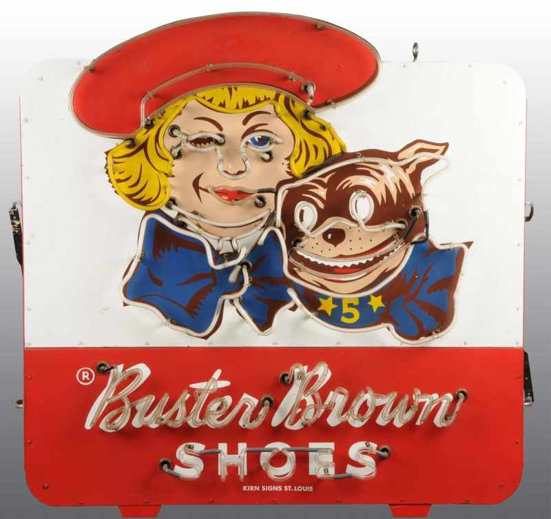 Appraisal: Large Buster Brown Neon Sign Description Circa s Working Beautiful